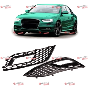 Ramki do halogenów do AUDI A4 B8 (8K) Sedan 2012-2016 po liftingu (czarny połysk)