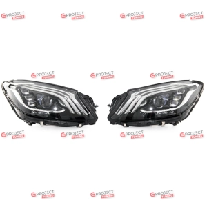 Reflektory do MERCEDES S-Class (W222) 2014-2017 przed liftingiem (czarne / przezroczyste) LED DRL