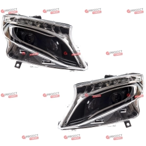 Reflektory do MERCEDES V-Class (W447) 2016-2023 przed liftingiem (czarne / przezroczyste) FULL LED DRL