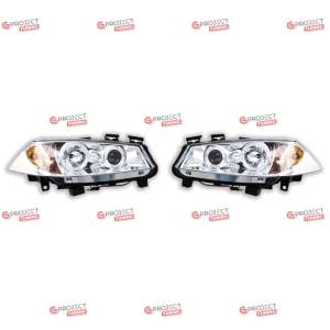 Reflektory do RENAULT MEGANE II (BM0/1, CM0/1) 2003- (przezroczyste / chromowane) H1/Halogen DRL