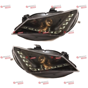 Reflektory do SEAT IBIZA IV (6J5, 6P1) 2013- (czarne / przezroczyste) H7/Halogen DRL