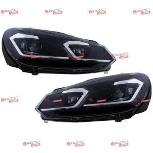 Reflektory do VW GOLF VI Variant 2008-2012 (czarne / przezroczyste) H7/Halogen DRL
