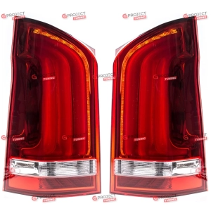 Lampy tylne do MERCEDES VITO Dualiner (W447) 2014-2019 przed liftingiem (czerwone / przezroczyste) LED