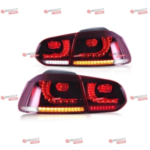 Lampy tylne do VW GOLF VI 2008-2012 (czerwone / przezroczyste) LED w stylu R20