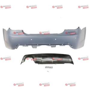 Zderzak tylny z dyfuzorem (na czujniki 18mm) do BMW 5 (E60) Sedan 2007 - 2010 po liftingu w stylu M pakiet