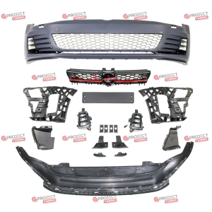 Zderzak przedni z grillem i światłami LED do VW GOLF VII 2013 - 2017 przed liftingiem w stylu GTI