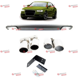 Dyfuzor tylny z końcówkami wydechu do AUDI A4 B8 (8K) Sedan 2011 - 2015 po liftingu w stylu S4