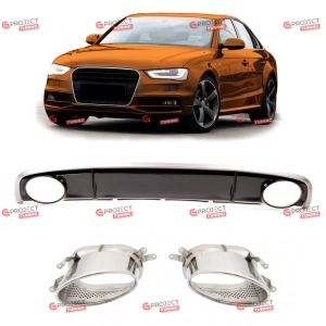 Dyfuzor tylny z końcówkami wydechu do AUDI A4 B8 (8K) Sedan 2011 - 2015 po liftingu w stylu RS4