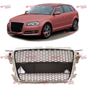 Grill do AUDI A3 (8P) Sportback 2008 - 2012 po liftingu (czarny połysk / chrom) w stylu RS