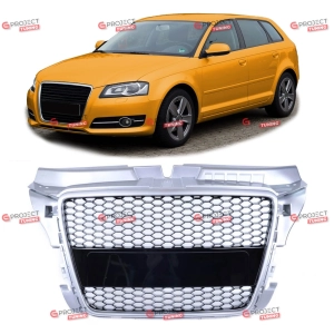 Grill do AUDI A3 (8P) Sportback 2008 - 2012 po liftingu (czarny połysk / srebrny) w stylu RS
