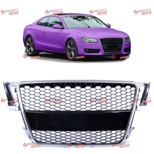 Grill do AUDI A5 (8F) Kabriolet 2007 - 2011 (czarny połysk / srebrny) w stylu RS