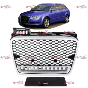 Grill do AUDI A4 B7 (8E) Sedan 2004 - 2007 (czarny połysk / srebrny) w stylu RS
