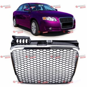 Grill do AUDI A4 B7 (8E) Sedan 2004 - 2008 (czarny połysk / chrom) w stylu RS