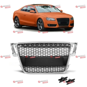 Grill do AUDI A5 (8T) Coupe 2007 - 2011 (czarny połysk / srebrny) w stylu RS