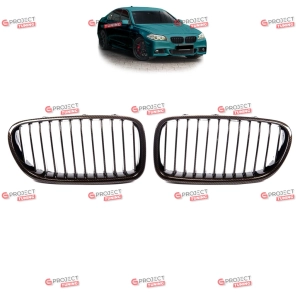Grill do BMW 5 (F10) Sedan 2010 - 2018 (wzór włókna węglowego / transfer wodny / brąz) w stylu M pakiet