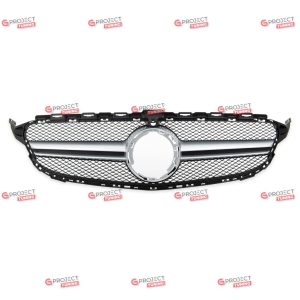 Grill do MERCEDES C-Class (W205) Sedan 2018 - 2021 po liftingu (srebrny / chrom) w stylu AMG