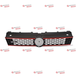 Grill do VW POLO V (6R, 6C) 2009 - 2014 (czarny połysk / czerwony) w stylu GTI