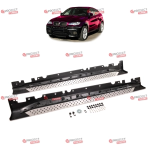 Stopnie boczne do BMW X6 (E71, E72) 2007 - 2014 (matowy chrom / aluminium)
