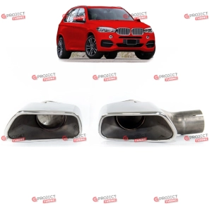 Końcówki tłumika do BMW X5 (F15, F85) 2013 - 2018 (chrom) w stylu aerodynamicznym