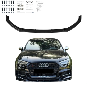 Dokładka przedniego zderzaka do AUDI A3 (8V) Sedan 2016-2019 po liftingu (czarny połysk) S-Line/S3