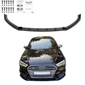 Dokładka przedniego zderzaka do AUDI S3 Sportback 8V Facelift 2016-2019 v2 czarny połysk