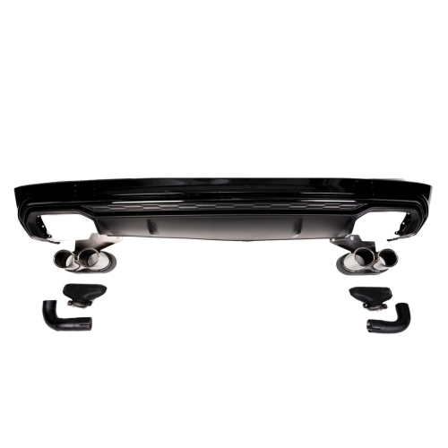 [DIFAU0143] Rear Bumper Diffuser Silver with Chrome Tail Pipes fit for AUDI Q5 (FY) (2017-2024) S-Line.jpg