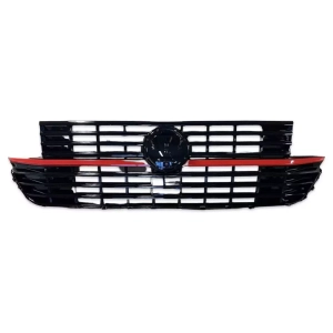 Grill do VW TRANSPORTER T6 Van 2019 - 2024 po liftingu (czarny połysk / czerwony)
